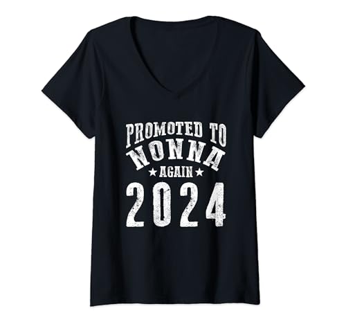 Mujer Promocionado a Nonna Again 2024 Fun Grandma 2nd 3rd Reveal Camiseta Cuello V