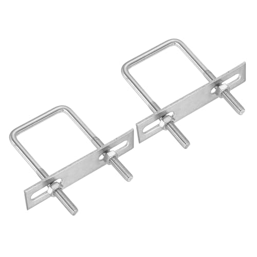 Image of PATIKIL M6x40x80mm Square U-Bolts Kit, 2Set 304 Stainless Steel Square U Shaped Bolts Replacement Parts with Frame Plates and Nuts for Ski Board Sailboat Trailer