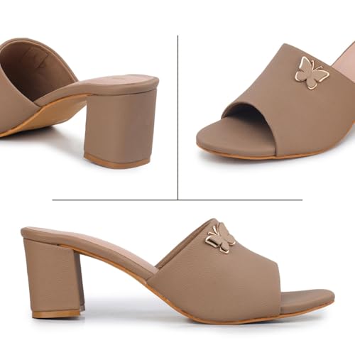 Image of TRASE Women's Slip-On Block Heels Sandals| Fashionable Sandals for Women & Girls | Light weight, Soft Footbed, Comfortable & Stylish - (47068)