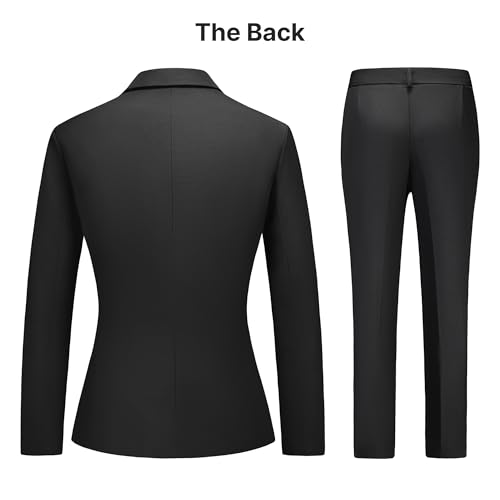 Women's Business Solid Suit 2 Piece Slim Fit Classic Blazer Pants Set for Women Formal Office4
