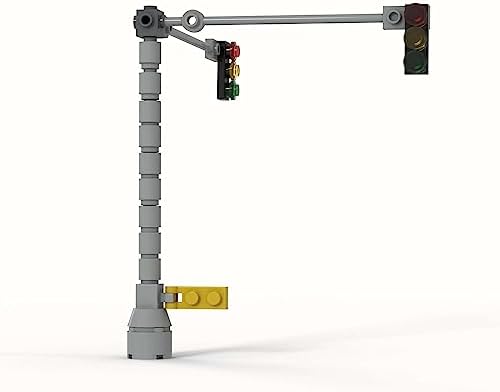Building Bricks Toys 2 Lane Main Road Traffic Light City Town Village Downtown Corner Street Avenue Traffic Light Playset for Kids Ages 4+ Plastic