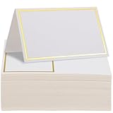 GAROZATION 100 Stück Tischkarten mit Goldrand Faltbare Platzkarten für Hochzeit Party und Feier Beschreibbare Namenskarten für Tischdekoration und Sitzplatzreservierung