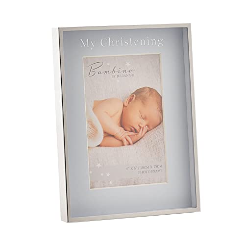 Bambino Silver Colour Photo Frame Christening Day Blue 4" x 6"
