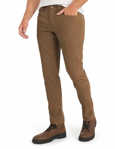 Weatherproof Vintage Mens Hiking Pants - Casual Chino | Straight Slim Fit Quick Dry Stretch Travel Pants for Men Khaki