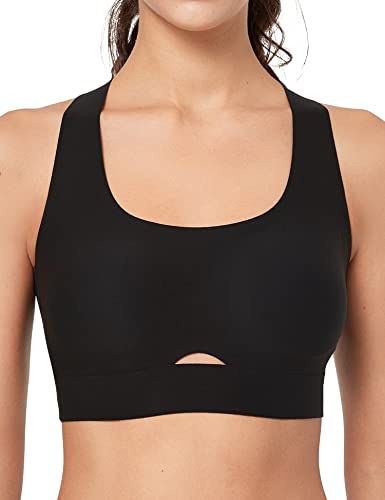イベット スポーツブラ レディース ヨガ ノンワイヤー ク シームレス クロスバック 脇高 通気 トレーニング フィットネス ブラジャー L ブラック
