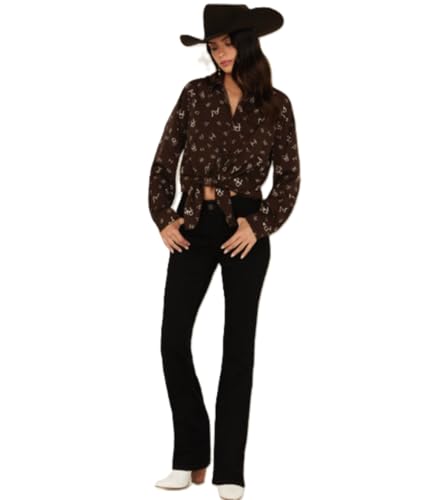 Rock & Roll Denim Women's Mid Rise Bootcut Jeans - Black - BW4MD05313