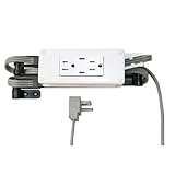 USB-C Compact in-Drawer Outlet Docking Station (2) USB- C Ports (2) 15 Amp Plugs with Retractable Arm White for Kitchen, Bathroom Office Cabinets