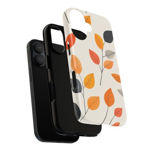Coque rigide mate iPhone 16 motif feuilles d'automne orange protection design - 3