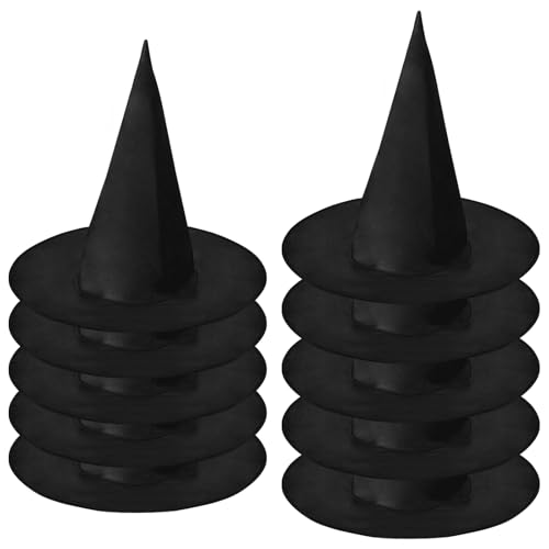AQXONG 10Pcs Sombrero de Bruja de Halloween, Sombrero de Bruja Negro, Accesorios para Disfraces de Sombreros de Fiesta de Halloween, Adecuado para Fiestas de Disfraces, Halloween, Carnaval - Unisexo