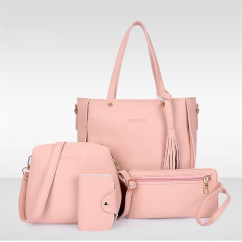 Tote Bag Set de 4 piezas rosa PU cuero mujer miniatura 1