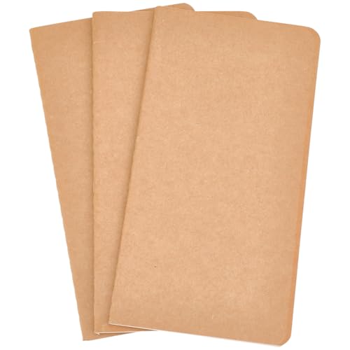 CRASPIRE 3Pcs Blank Travelers Notebooks Inserts 8.2x4.3in Regular Size Journal Notebooks Refills Hand-Stitched Booklets 180 Pages 100 GSM Pape for Office Diary Traveler Drawing Sketchbook Planner