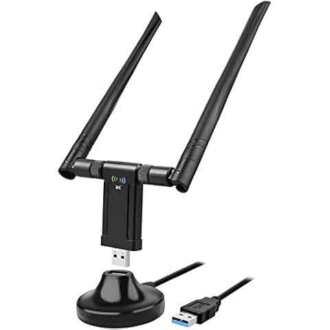 WLAN Stick 1200Mbit/s, WLAN Adapter DualBand 867Mbit/s (5GHz), 433Mbit/s (2,4GHz) Wireless Adapter mit 5dBi Antenne und USB 3.0-Dockingstation für Desktop Laptop PC Windows/Mac OS Cover