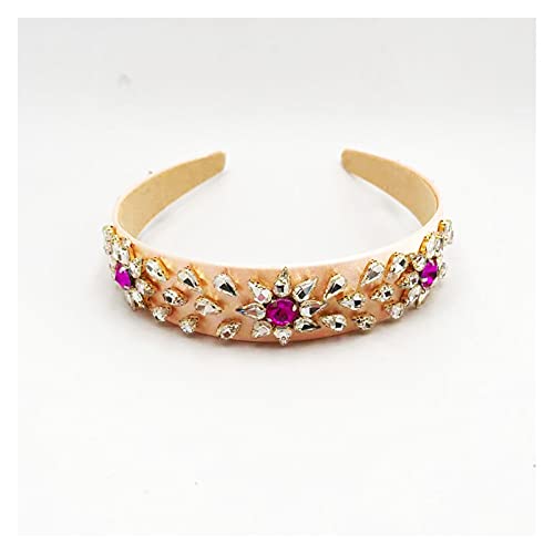 Diadema ancha para el pelo de mujer bisel de plástico con lona y diamantes de imitación