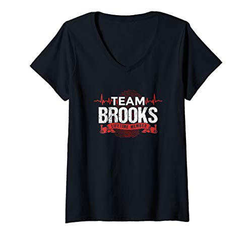 T-shirt femme Brooks imprimé cœur col V pour réunions de famille et événements