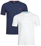 Chaps Men's T-Shirt - 2 Pack Iconic Short Sleeve 100% Cotton Crew Neck Tee (S-2XL), Size Medium, White/Navy