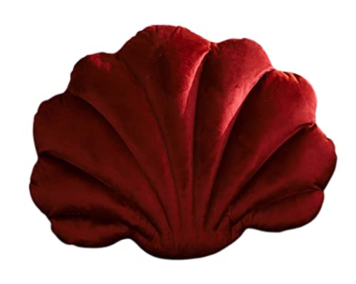 HXIYAN Shell Pillow car Sofa Bedroom Cushion Office Accessories Props (14.9in*11in, Burgundy)