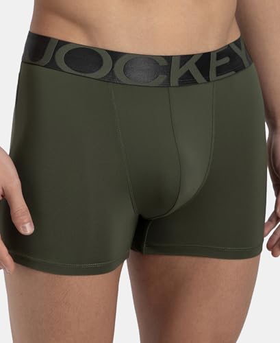 Image of Jockey IC28 Men's Tactel Microfiber Elastane Stretch Solid Trunk with Moisture Move Treatment