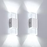 【2 LED】: Esta lámpara de pared utiliza 2 cuentas LED, se ilumina hacia arriba y hacia abajo. La potencia total es de 6 W, la luz blanco frio 6000K.
