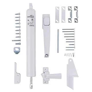 Wright Products Lanai Corrosion Resistant Screen Door Hardware Kit – Pneumatic Closer with Push-Button Latch, No Lock Out, Hold-Open Washer (Transitional, White)