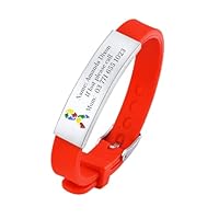 Personalised Child Safety ID Wristband - Engraved Name Contact Number Emergency Medical Bracelet for Autism Kids, Customised Anti Lost ID Wristband for Children Boys Girls, Waterproof Adjustable