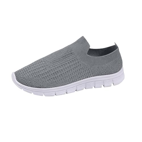 Slip in Schuhe Damen Turnschuhe mit Arch Support Walkingschuhe bequem Orthopädische Schuhe rutschfeste Sohlen Freizeitschuhe Weich Leicht Sommerschuhe Einfarbig Sportschuhe Outdoor Sneaker, gris, 43