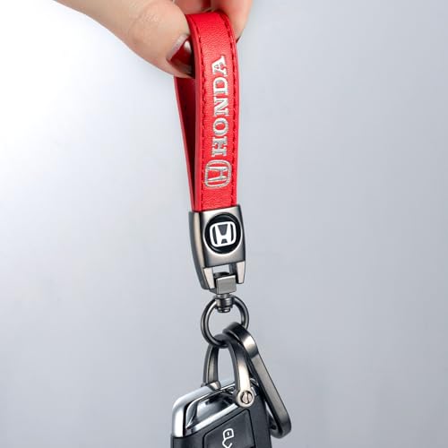 Image of Leather Car Keychain Key Ring for Men and Woean, Key Fob Car Accessories Family Present(red)