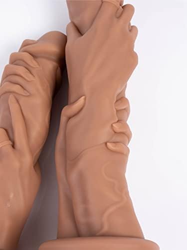 Grip fist & Forearm Dildo, Realistic Lifelike Sex Toy with Suction Cup for Hands Free Fisting, Body Safe, Light Flesh Colored, Easy to Clean