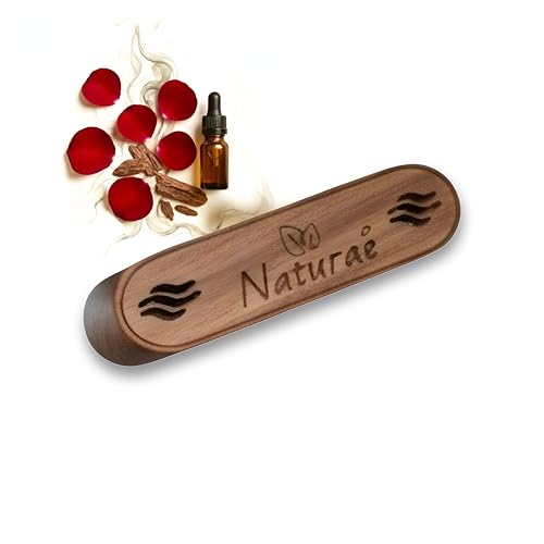 Naturaé All Natural Rosy Desert Car Air Freshener – Real Walnut Wood Diffuser with Upgraded Magnetic System and Refillable Essential Oil – Long-Lasting Eco-Friendly Scent – Complete Set – Made in USA