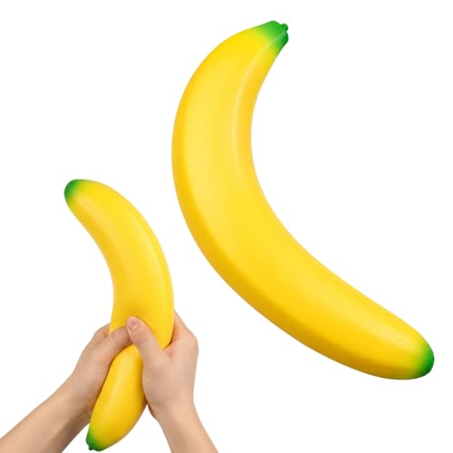 WitMbg Banana Squishy Giant Banana Stress Ball Fidget Toy for Anxiety Relief and Focus Large Size 175x35x35 mm Sensory Play Item for Office and Travel Use Birthday Gift Option