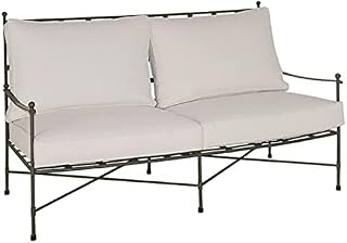 Casa Padrino luxury Art Nouveau sofa brown/white 162 x 87 x H. 102 cm - Hand forged wrought iron sofa with pillows - Living Room Sofa - Garden Sofa - Patio Sofa - Luxury Quality