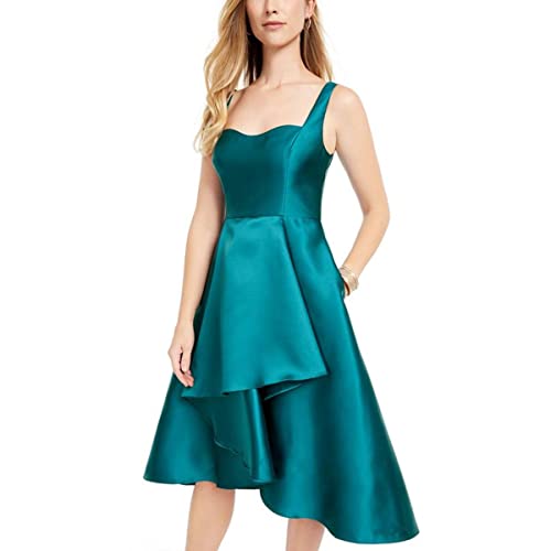 Adrianna Papell Womens Teal Sleeveless Sweetheart Neckline Midi Hi-Lo Evening Dress Size 14