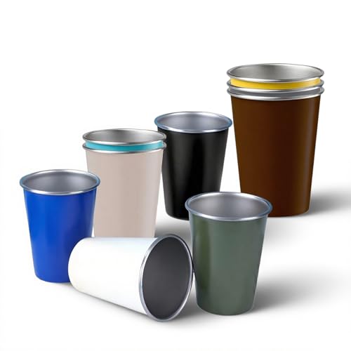 LAIJIANG Lot De 4 Gobelets en Acier Inoxydable, Gobelets Empilables 500 ML, Réutilisables, Parfaits for Le Camping, La Randonnée, Les Activités en Extérieur Et en Intérieur.(Lightning Yellow,260ml)