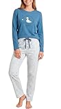LITTLE UNICORN 26V508 - Pijama Largo de Verano Mujer Estampado Hombre Color: Azul Talla: S