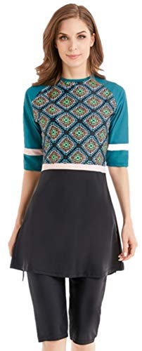 ShuoBeiter Modest Bademode Damen Islamischen Bescheidene Rüschen Kurzarm Swimwear (N4, Int’l 3XL)