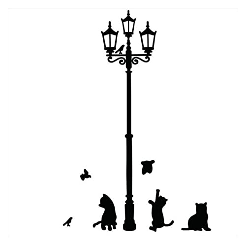 Créatif DIY Populaire ancienne lampe chats et oiseaux autocollants muraux muraux mural mural décor de décoration de décoration Compatible With enfants papier peint Cover
