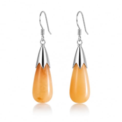 Yellow Jade Earrings for Women Crystal Dangle Drop Birthstone Jewelry
