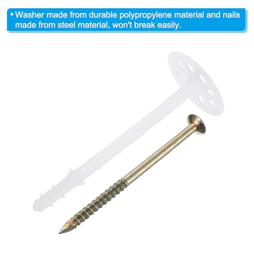 Image of PATIKIL 162mm Perforated Insulation Pins, 30 Pack Insulating Nails Wall Plug Plastic Expansion Bolt for Fixing Foam Boards to Masonry Wall or Ceiling