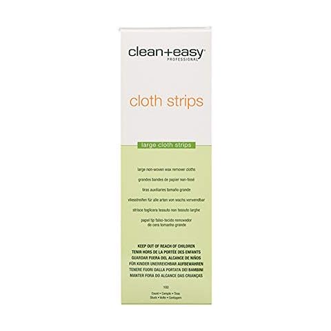 Clean + Easy Large (Leg) Cloth Strips for Full Body Hair Removal Treatment, Removes Fine to Coarse Hairs, Ideal for Sensitive Skin, 3"x9" (100 Count) Cover