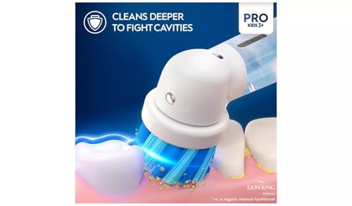 Oral-B Pro Kids König der Löwen Elektrische Zahnbürste/Electric Toothbrush für Kinder ab 3 Jahren, inklusive Sensitiv+ Modus für Zahnpflege, extra weiche Borsten, 1 Aufsteckbürste, 4 Sticker - Afbeelding 3