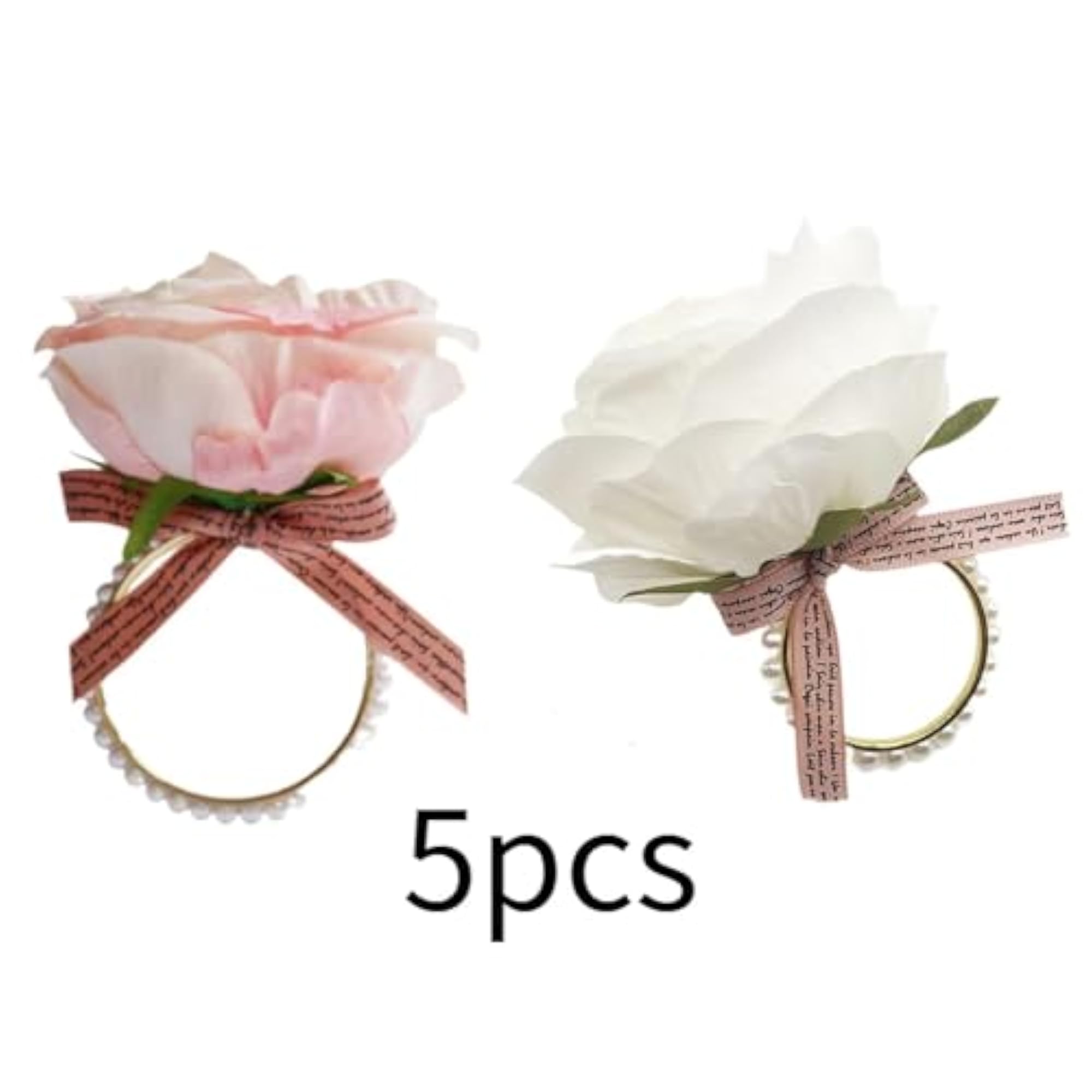 5Pcs Pink Flower Napkin Rings for Festivals and Dining