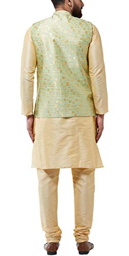 Image of Sojanya (Since 1958 Men'S Silk Blend Kurta Pyjama & Nehru Jacket Combo
