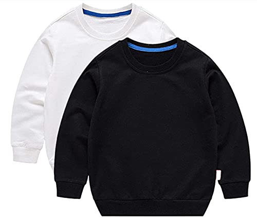 Image of HAXICO Unisex Kids Solid Cotton Thin Pullover Sweatshirt T-Shirt Toddler Baby Crewneck Long Sleeve Tshirts Tops Blouse
