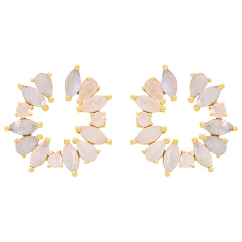 Boucles d'oreilles pierre de lune et or jaune Pequeño Amal Piedraluna