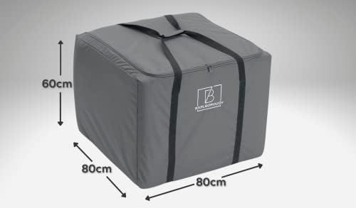 Barlborough Garden Cushion Protective Storage Bag Cover Square Large 80 x 80 x 60cm Waterproof Resistant for Outdoor Furniture Sofa Cushions Grey
