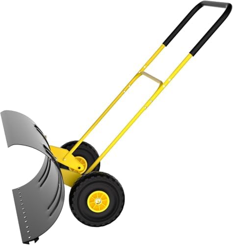 36-Inch Heavy-Duty Push Snow Plow for Driveway & Yard - Adjustable Blade & Handle Height, Durable Snow Removal Tool (Blue)