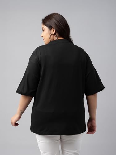 Image of JUNEBERRY 100% Pure Cotton Oversized Baggy Fit Cool Front Chest Graphic Printed Half Sleeve Plus Size T-Shirt for Women & Girls (Sizes: 2XL to 5XL)