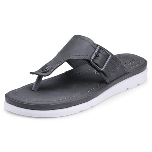 Womens Flat Memory Foam Slippers/Flip-Flops Fashion Stylish Casual Comfortable Diabetic Orthopedic Lightweight Synthetic Slip-on Sandals with Adjustable Buckle for Girls/Ladies D-630