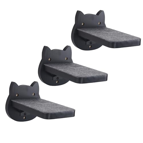 ESPETS Black Painted Solid Wood Cat Wall Climbing Steps Set