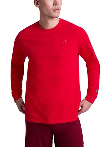 Image of Champion Men's Classic Long Sleeve T-Shirt, Standard Fit, Script & C Logo, Available in Regular and Big & Tall