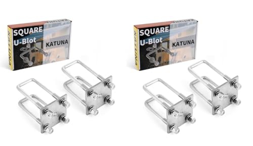 Stainless Steel Square U Bolt Kit for Boat Trailer Axle Leaf Springs, for 2x2 Axle - 4 3/4" Long,2 inch Wide Square U-Bolts with Nuts and Frame Plate for Trailer Automobiles Trailer.